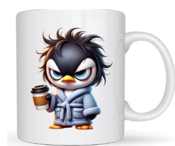 Mug matin difficile pingouin