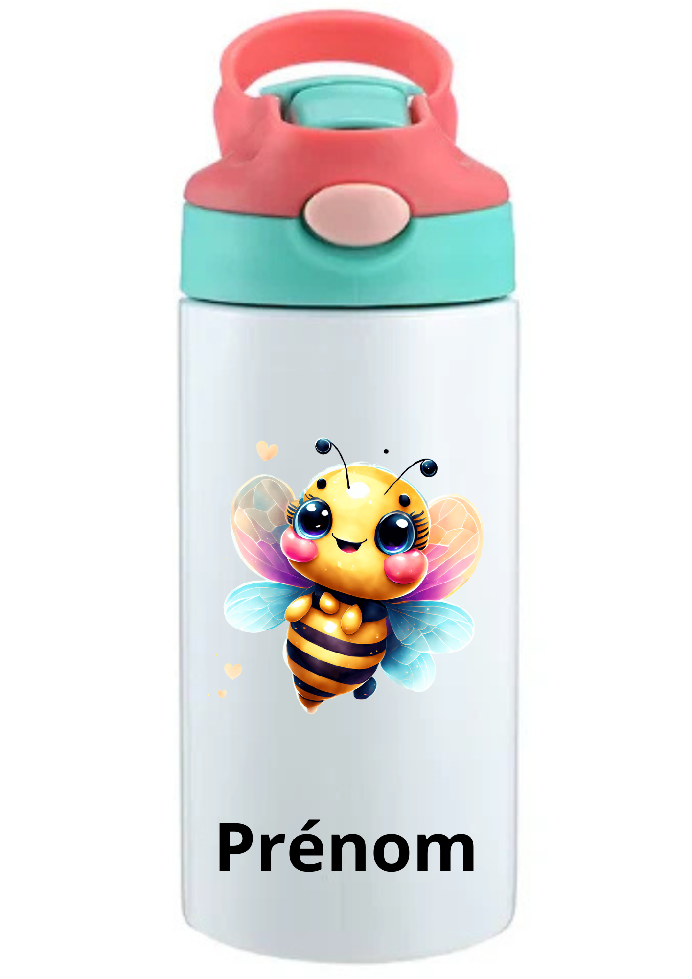 Gourde Enfant 350ml Personnalisable – Avec Paille Intégrée bouchon rose