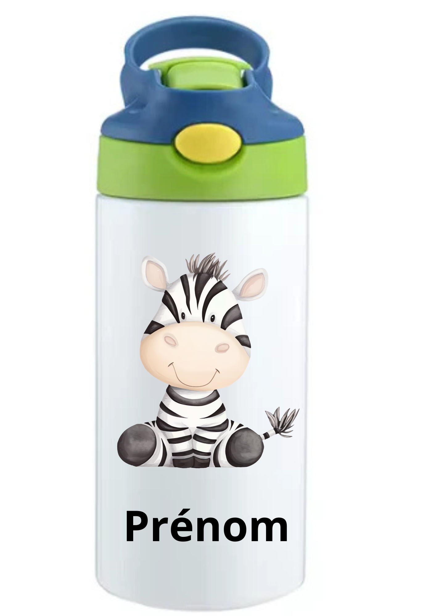 Gourde Enfant 350ml Personnalisable – Avec Paille Intégrée bouchon bleu