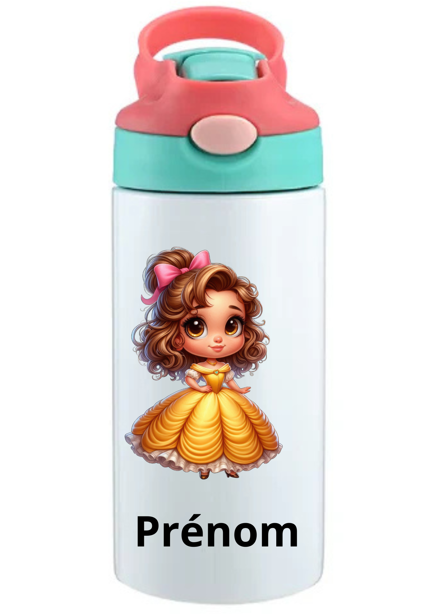 Gourde Enfant 350ml Personnalisable – Avec Paille Intégrée bouchon rose