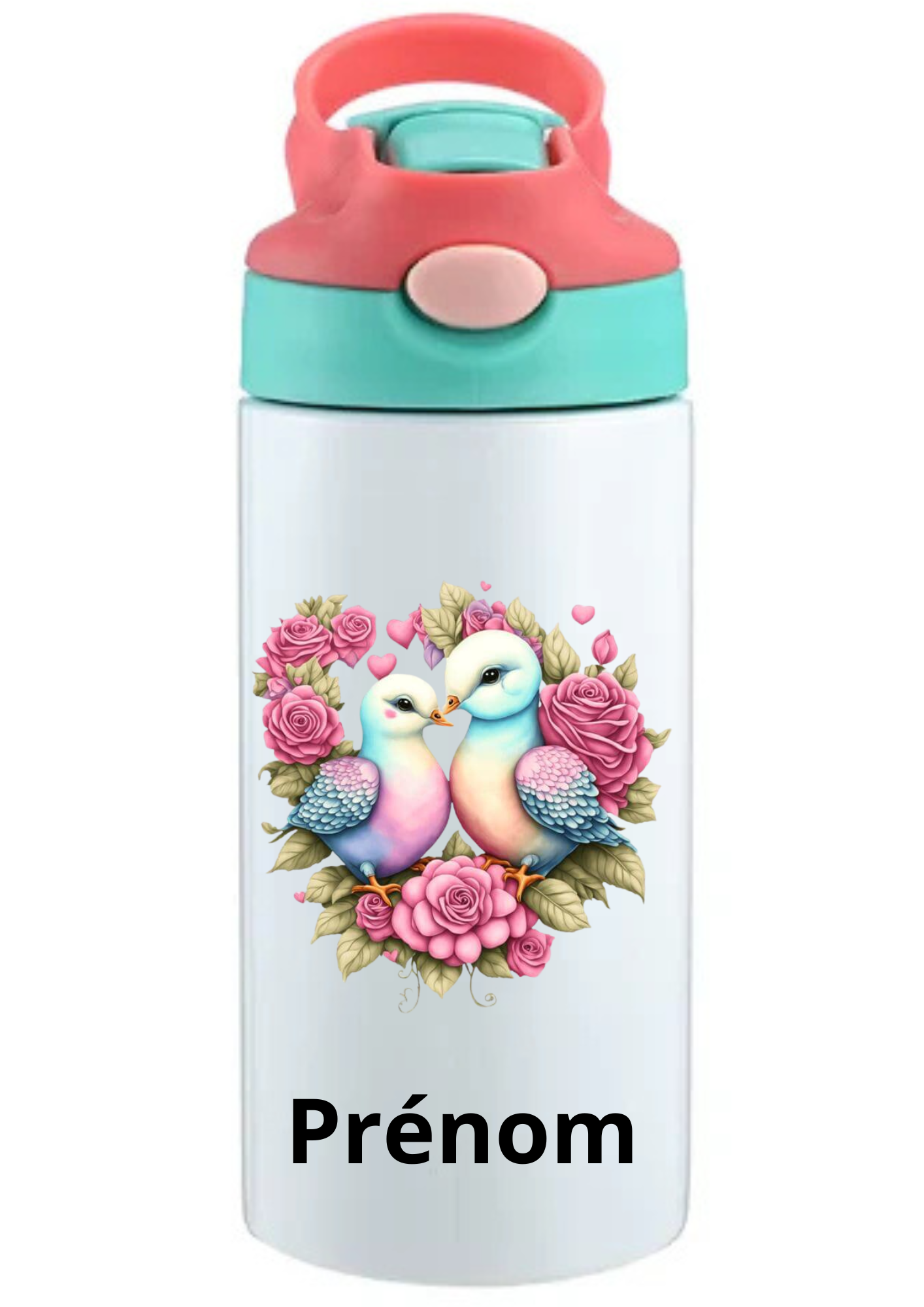 Gourde Enfant 350ml Personnalisable – Avec Paille Intégrée bouchon rose