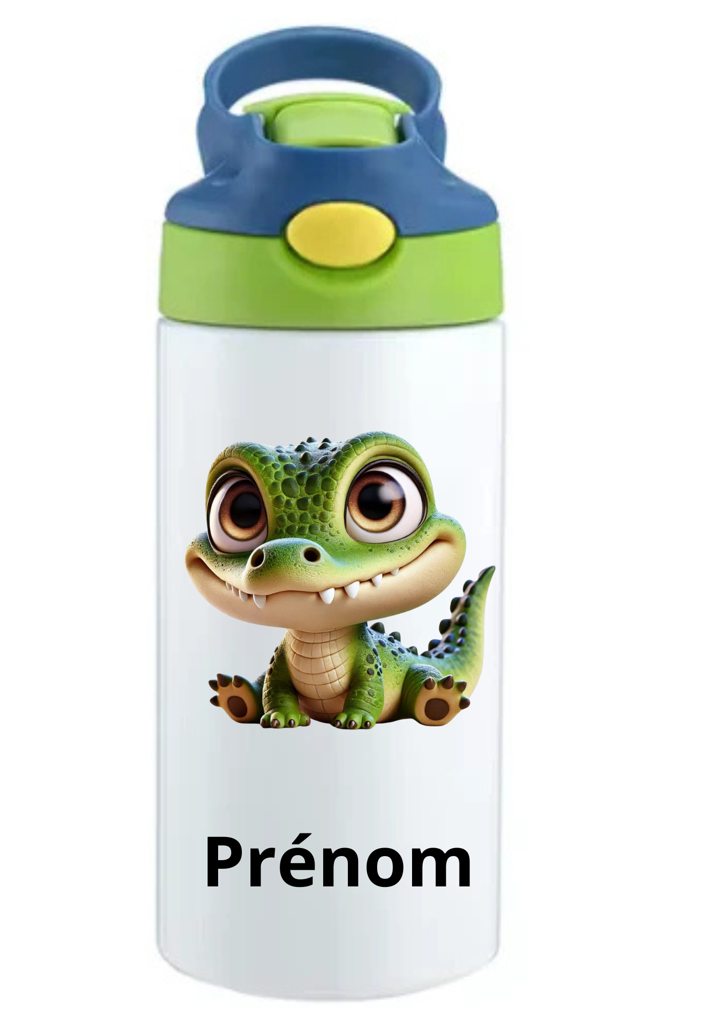 Gourde Enfant 350ml Personnalisable – Avec Paille Intégrée bouchon bleu