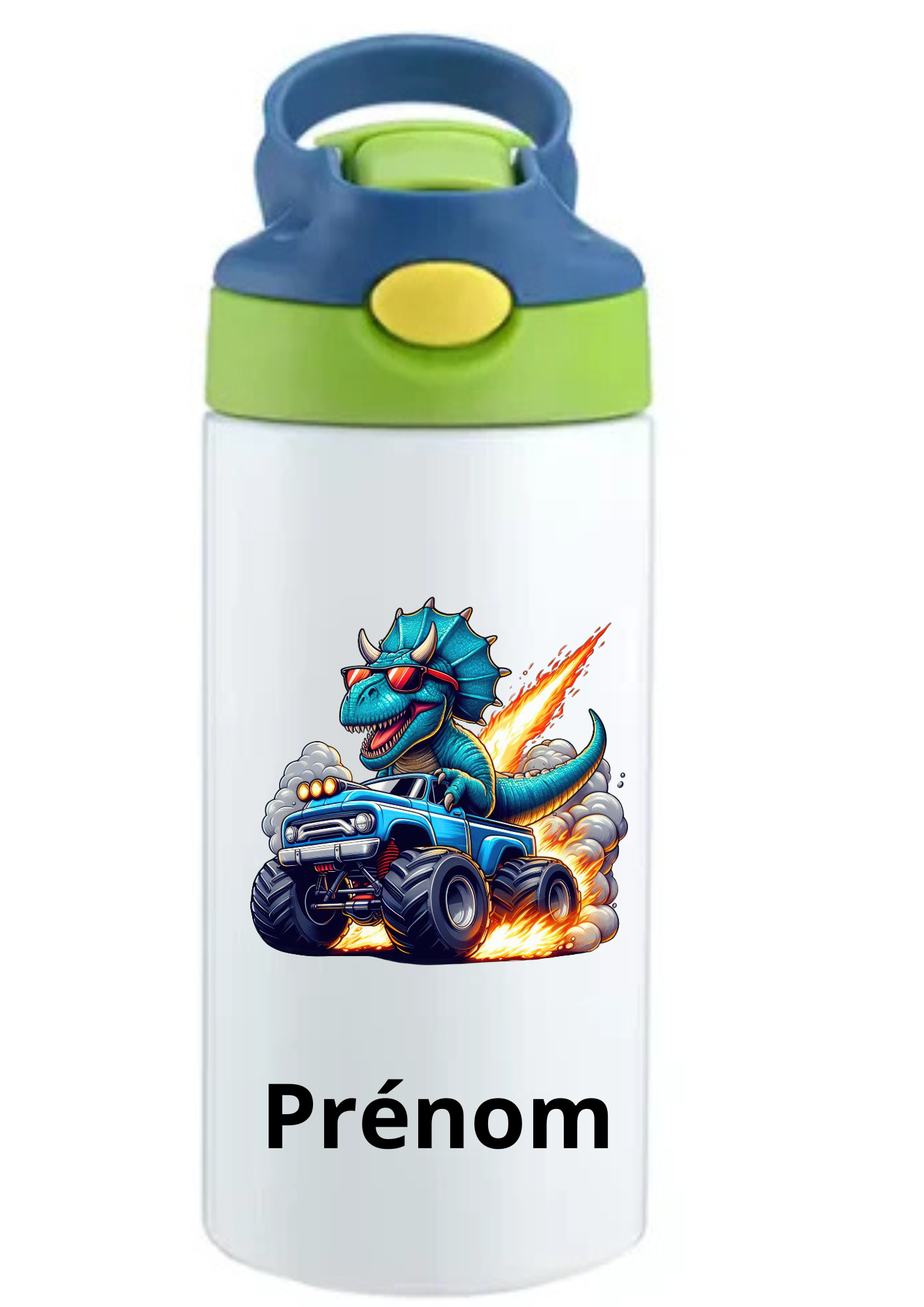 Gourde Enfant 350ml Personnalisable – Avec Paille Intégrée bouchon bleu