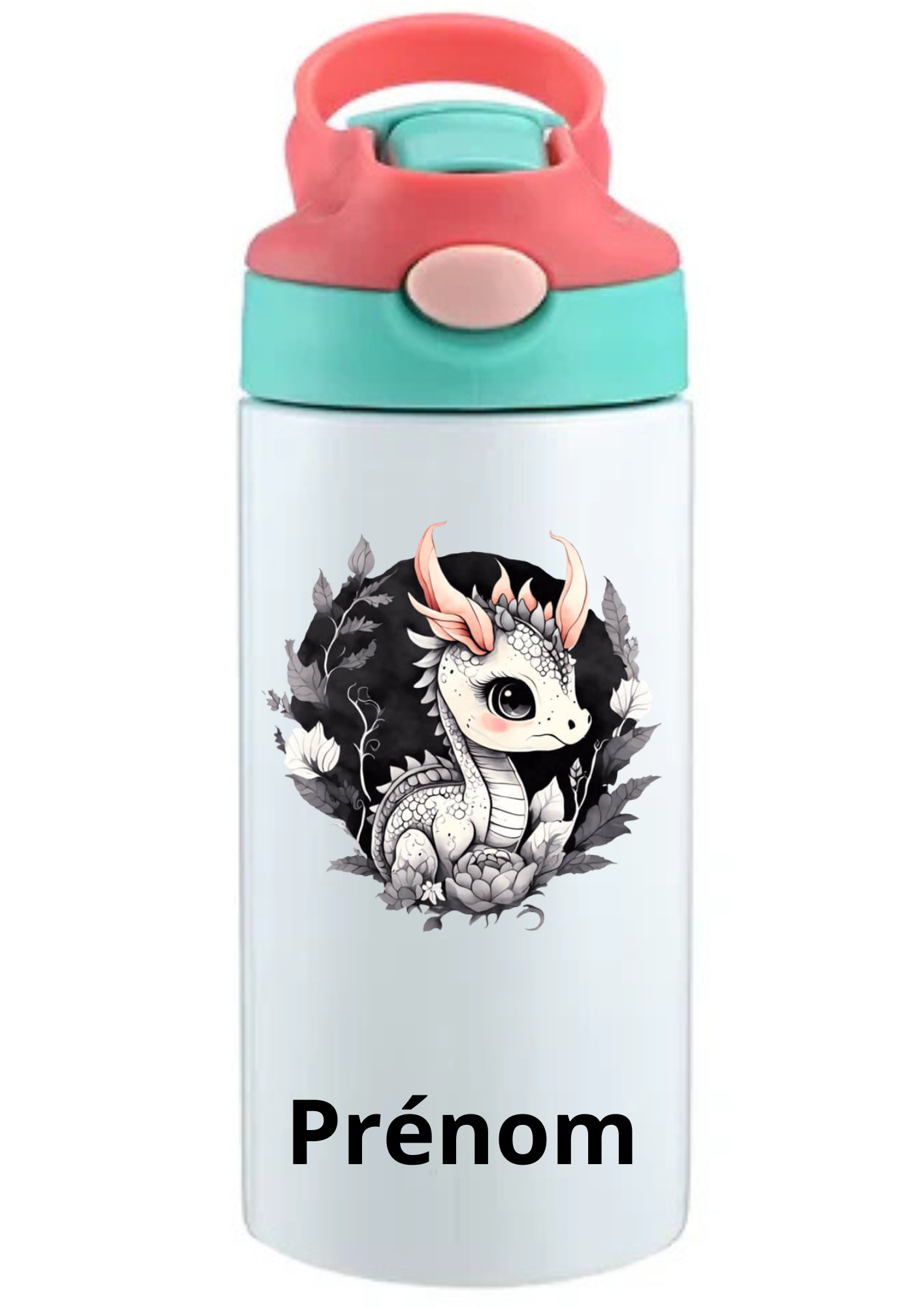 Gourde Enfant 350ml Personnalisable – Avec Paille Intégrée bouchon rose