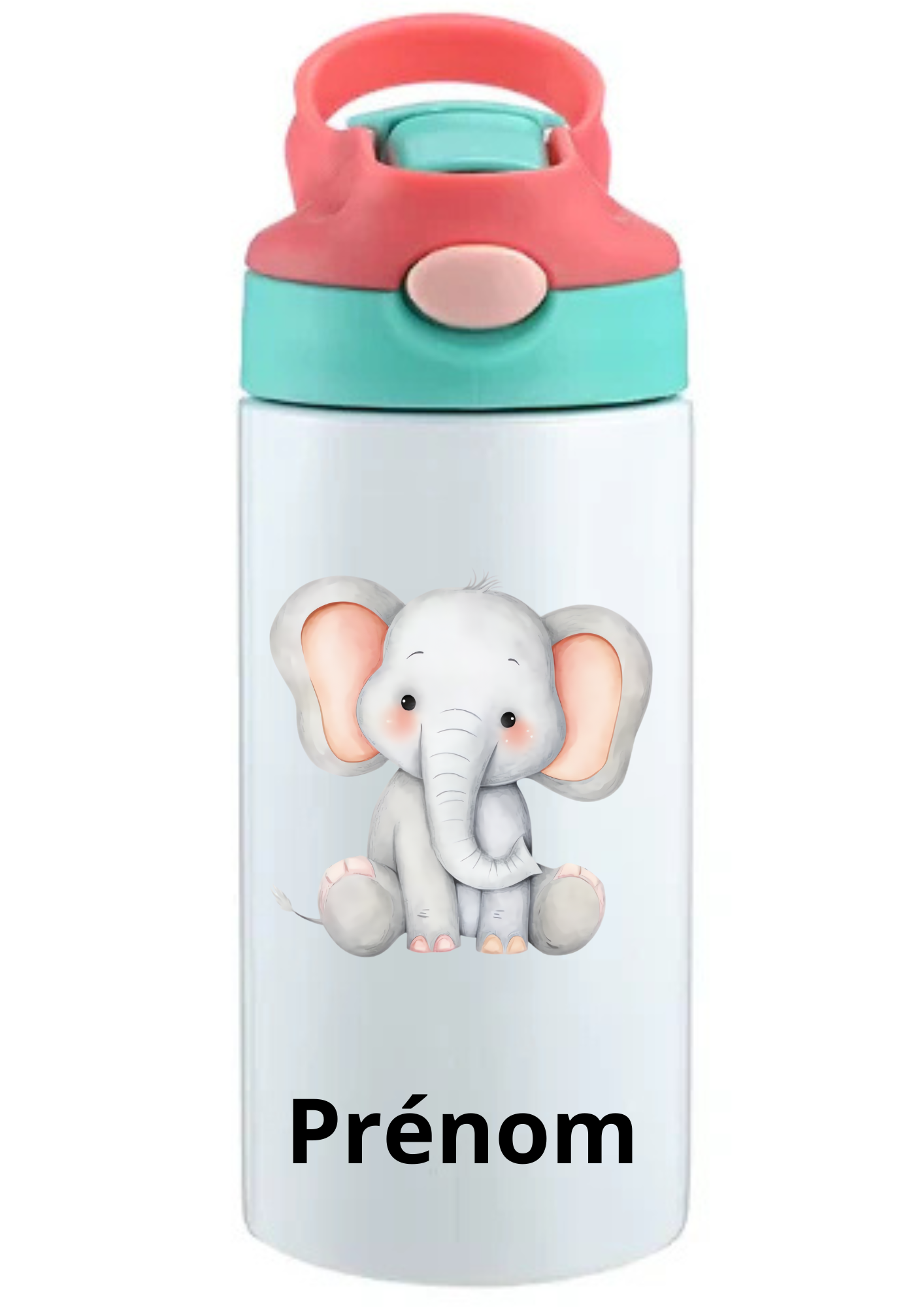 Gourde Enfant 350ml Personnalisable – Avec Paille Intégrée bouchon rose