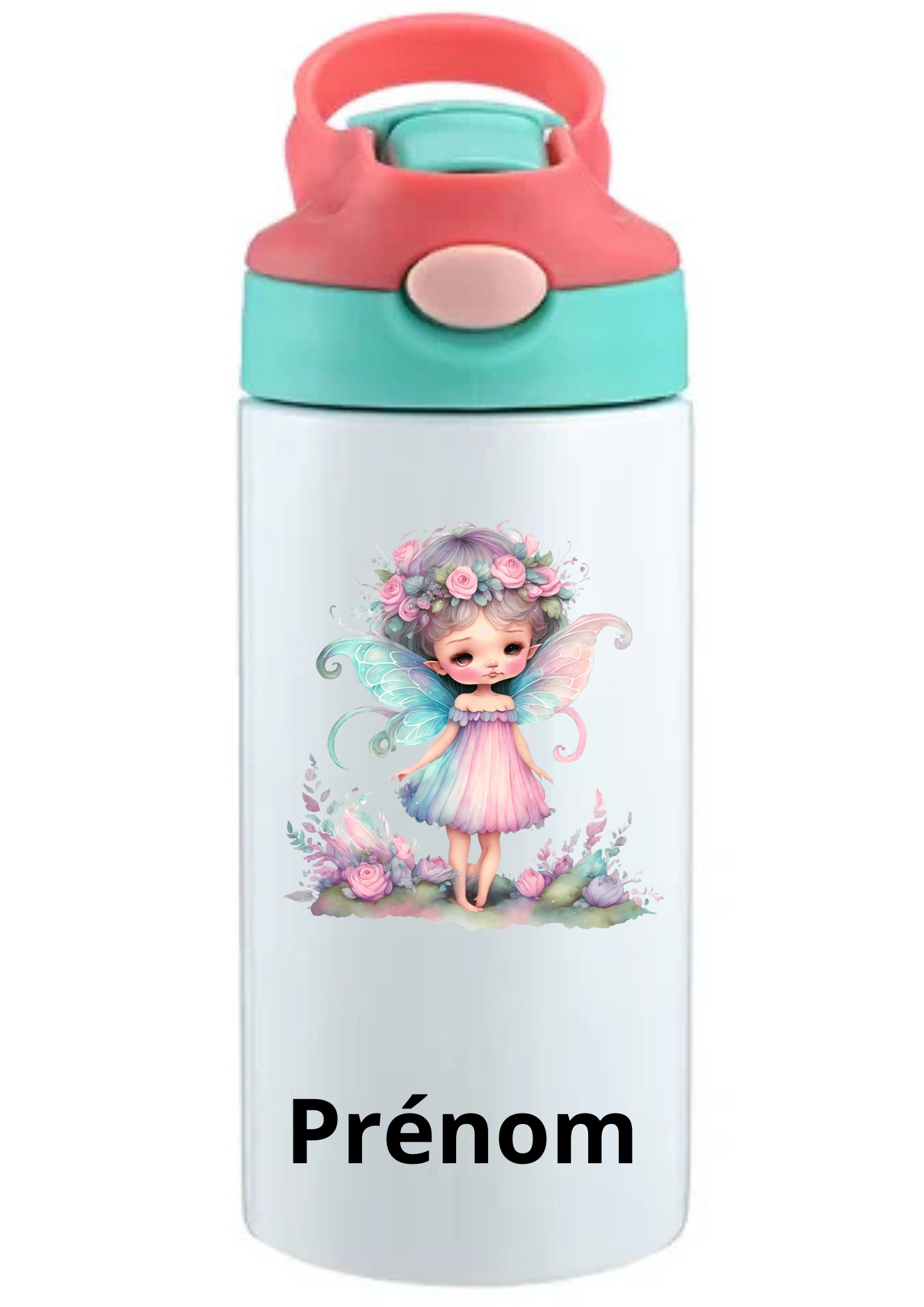 Gourde Enfant 350ml Personnalisable – Avec Paille Intégrée bouchon rose
