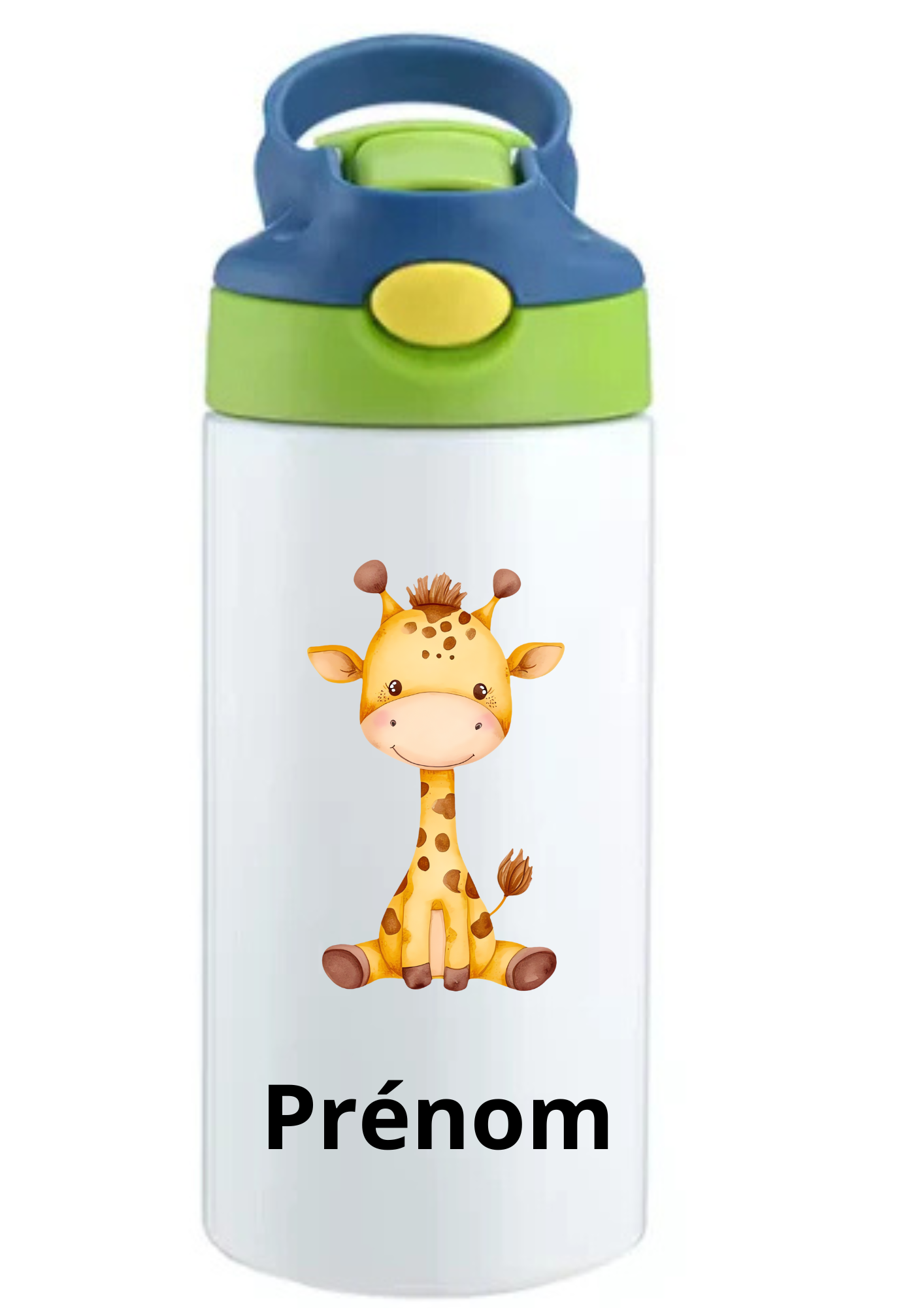 Gourde Enfant 350ml Personnalisable – Avec Paille Intégrée bouchon bleu