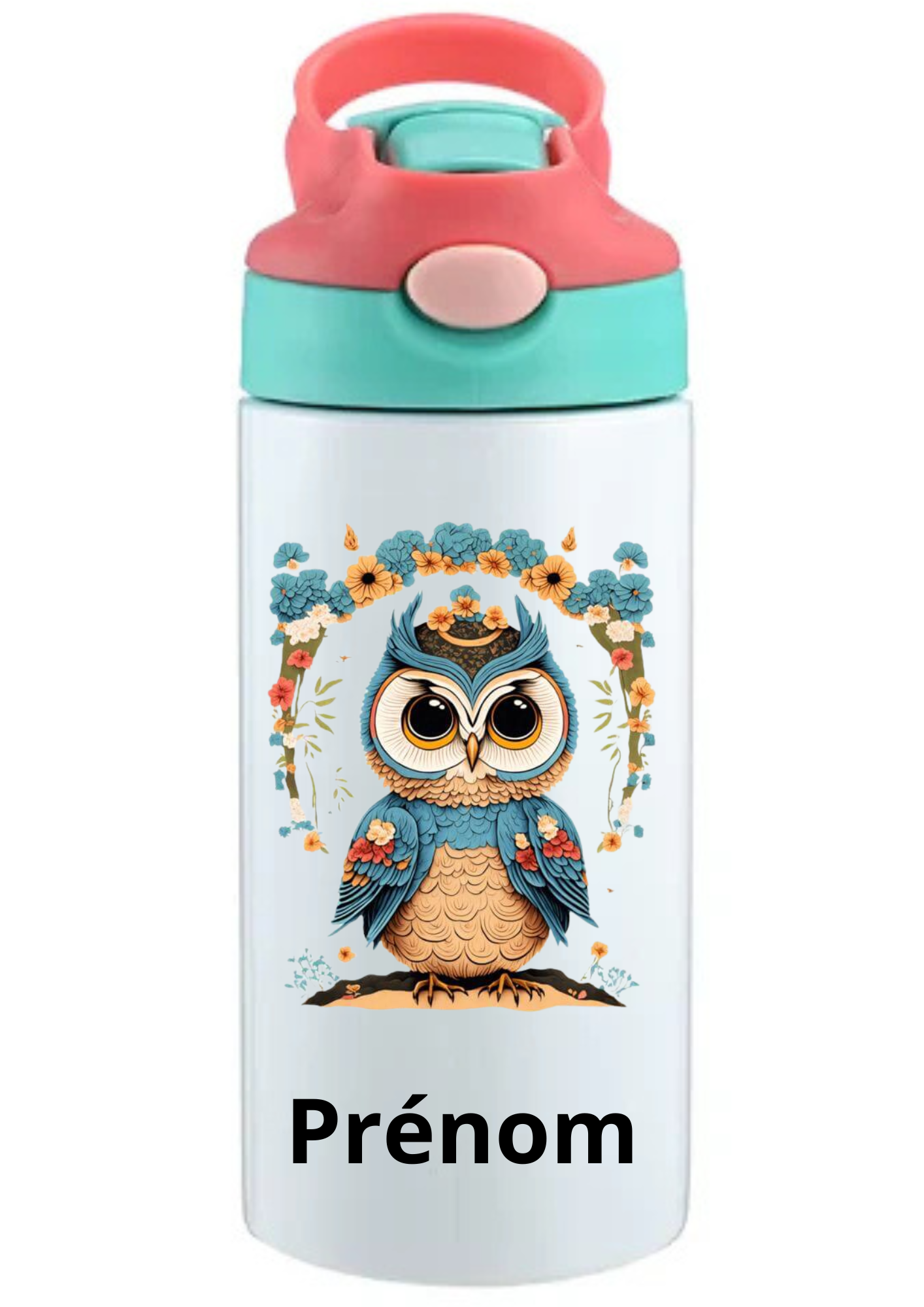 Gourde Enfant 350ml Personnalisable – Avec Paille Intégrée bouchon rose