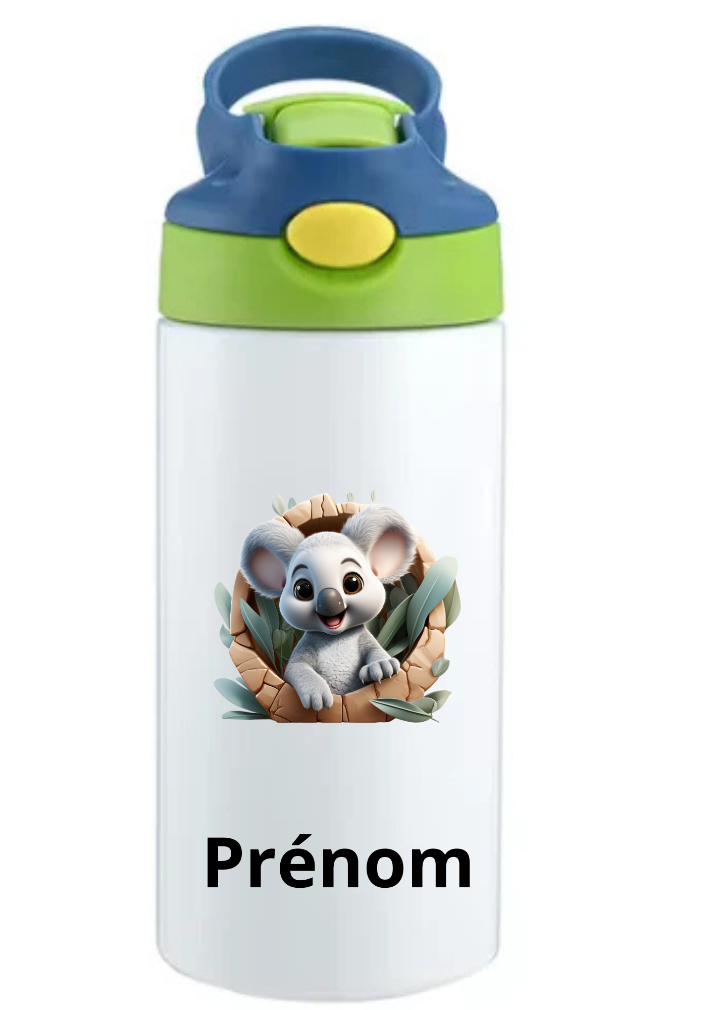 Gourde Enfant 350ml Personnalisable – Avec Paille Intégrée bouchon bleu