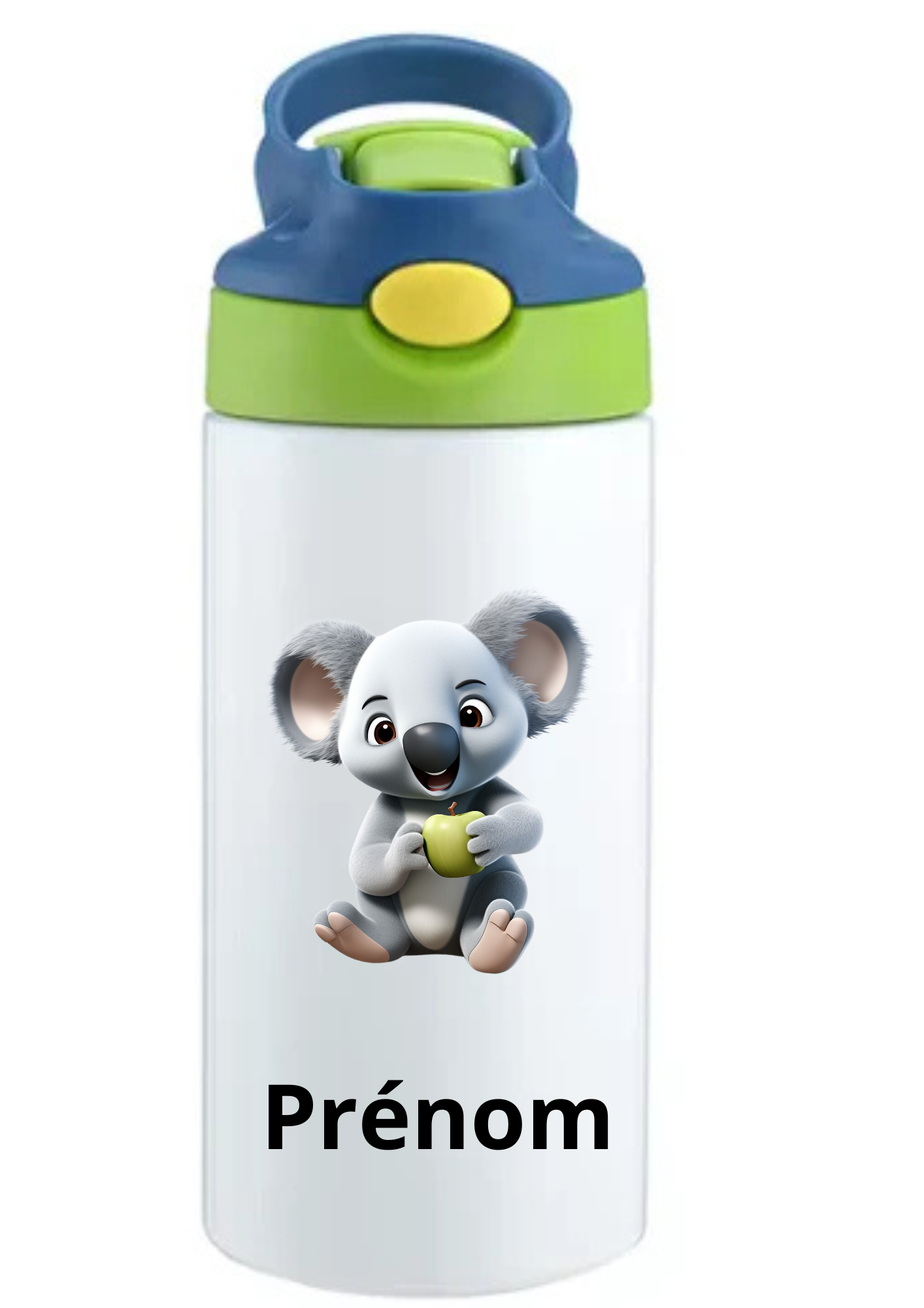 Gourde Enfant 350ml Personnalisable – Avec Paille Intégrée bouchon bleu
