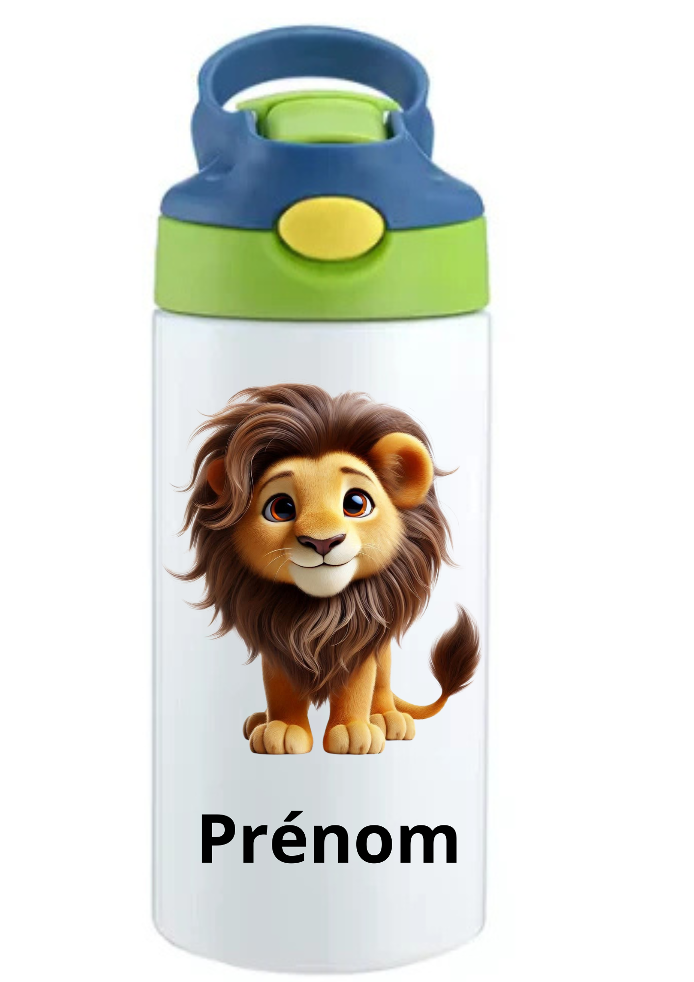 Gourde Enfant 350ml Personnalisable – Avec Paille Intégrée bouchon bleu