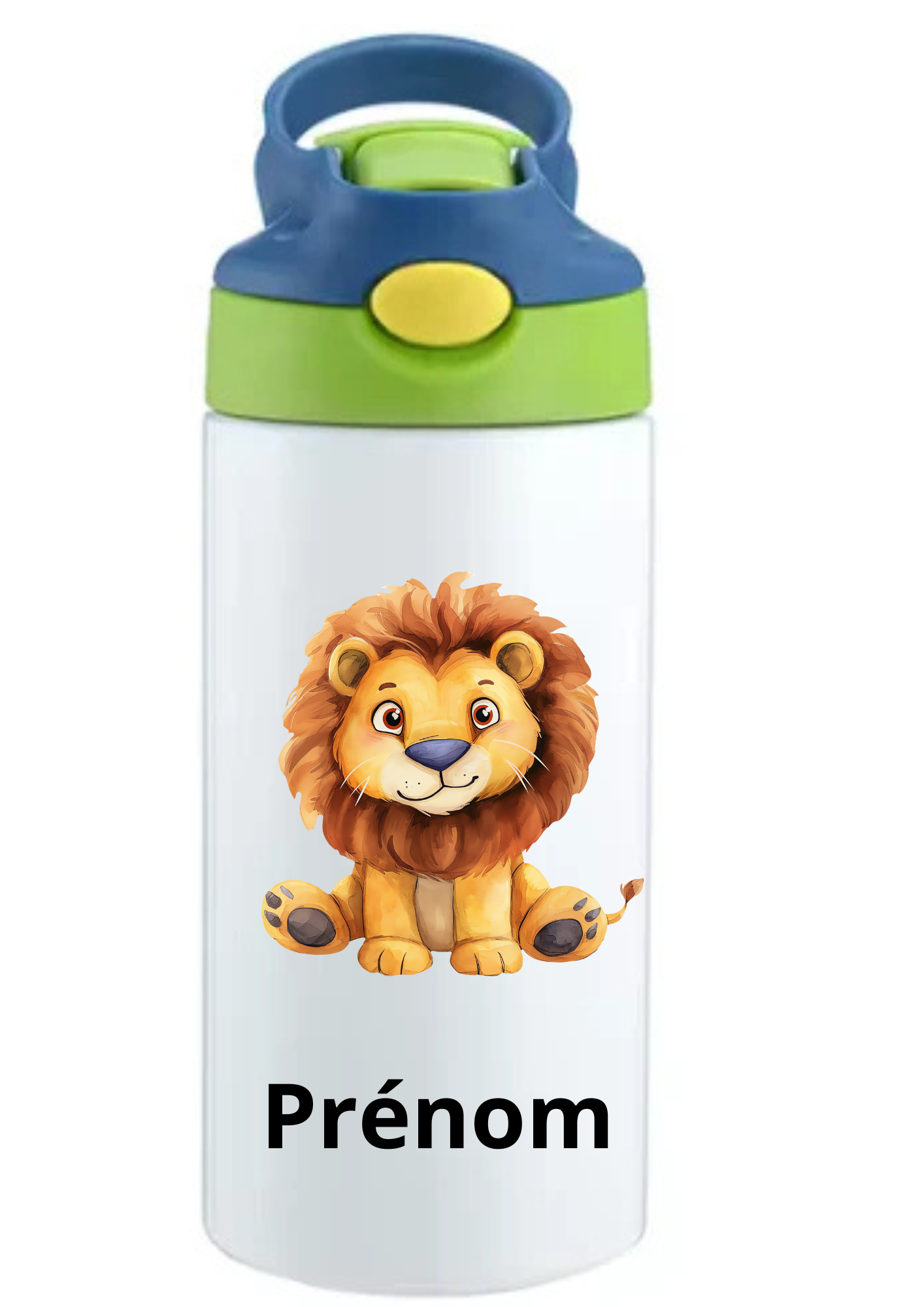 Gourde Enfant 350ml Personnalisable – Avec Paille Intégrée bouchon bleu