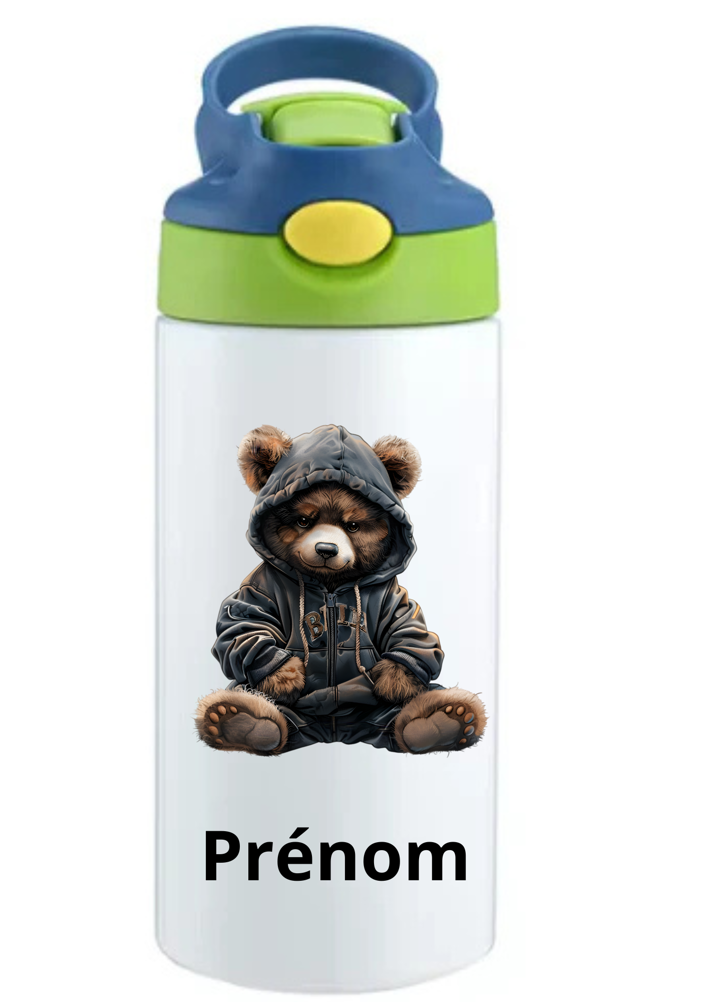 Gourde Enfant 350ml Personnalisable – Avec Paille Intégrée bouchon bleu