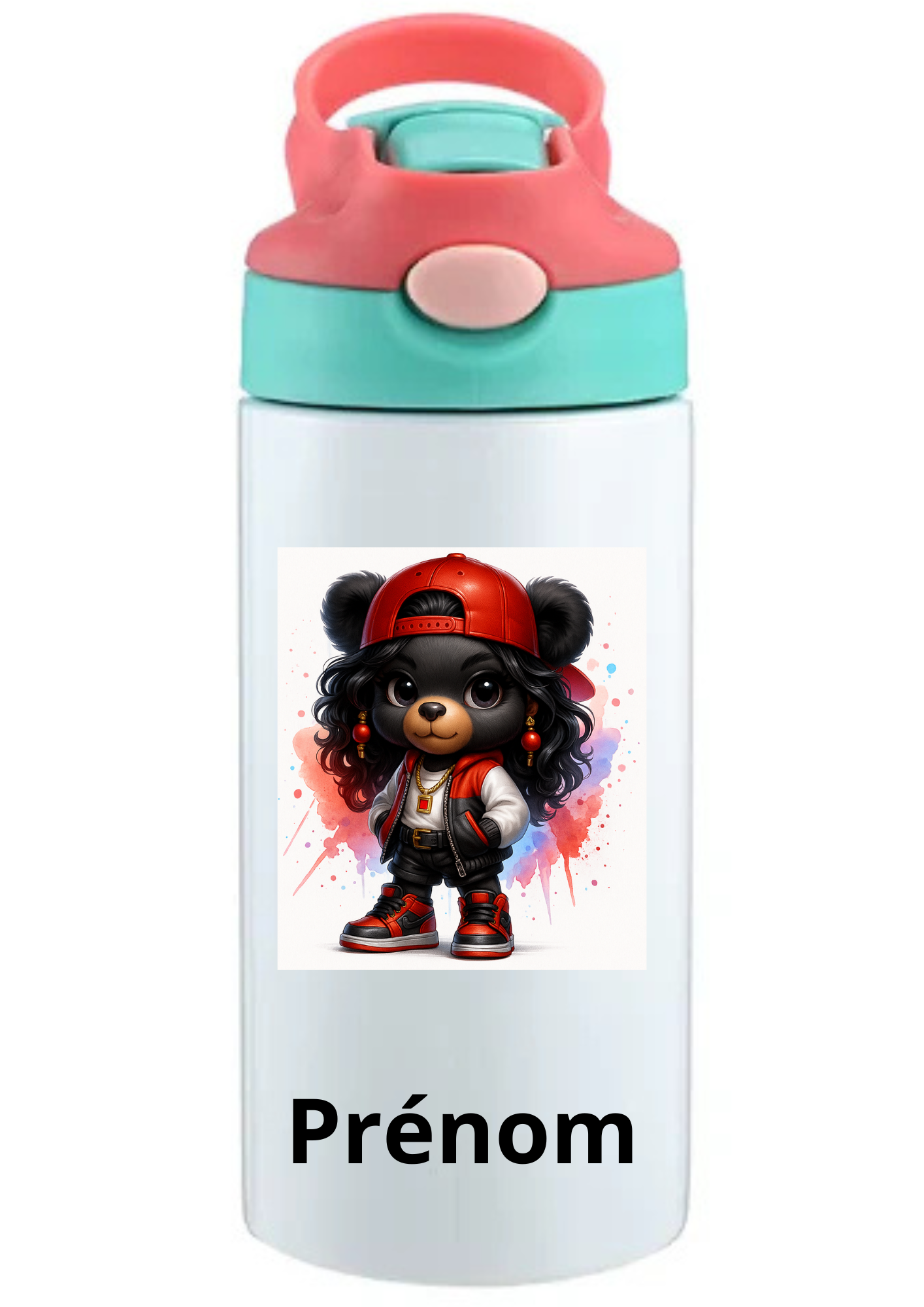 Gourde Enfant 350ml Personnalisable – Avec Paille Intégrée bouchon rose
