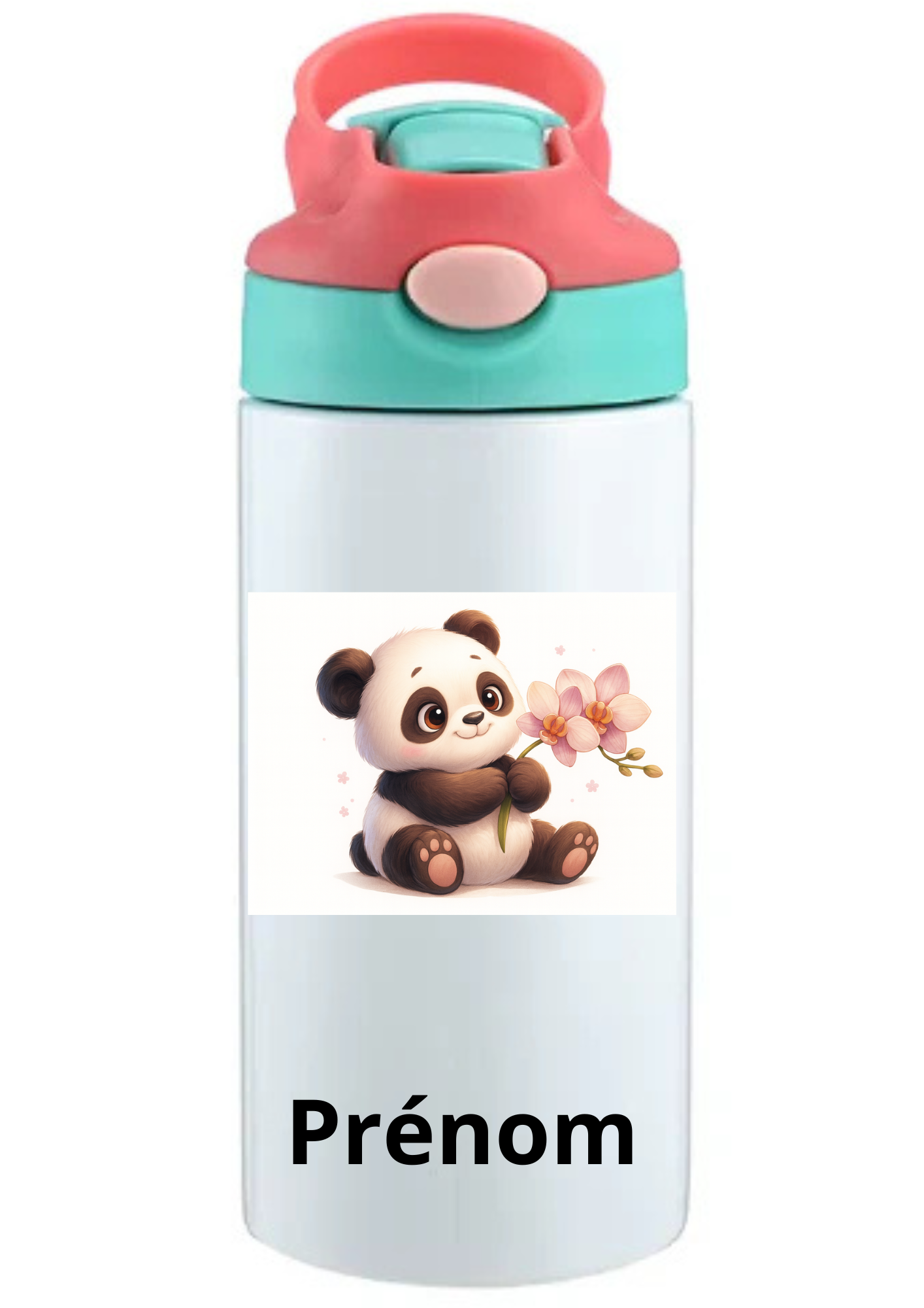 Gourde Enfant 350ml Personnalisable – Avec Paille Intégrée bouchon rose
