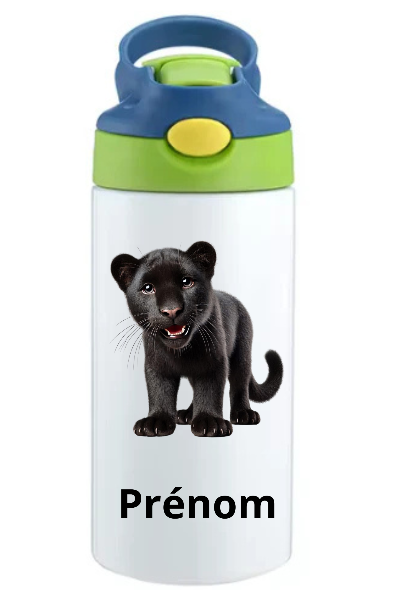 Gourde Enfant 350ml Personnalisable – Avec Paille Intégrée bouchon bleu