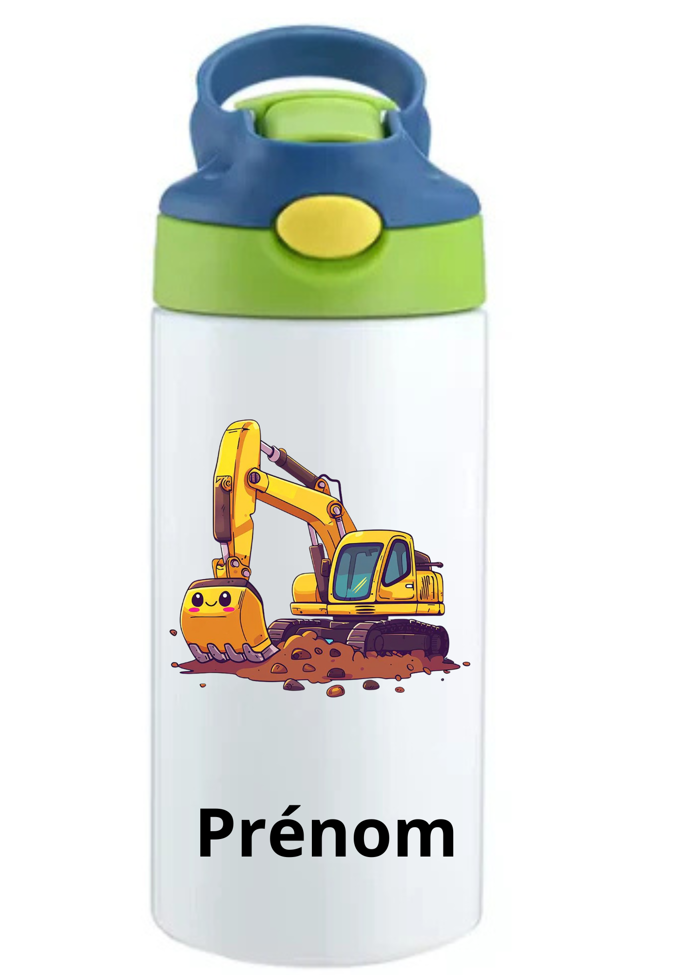 Gourde Enfant 350ml Personnalisable – Avec Paille Intégrée bouchon bleu