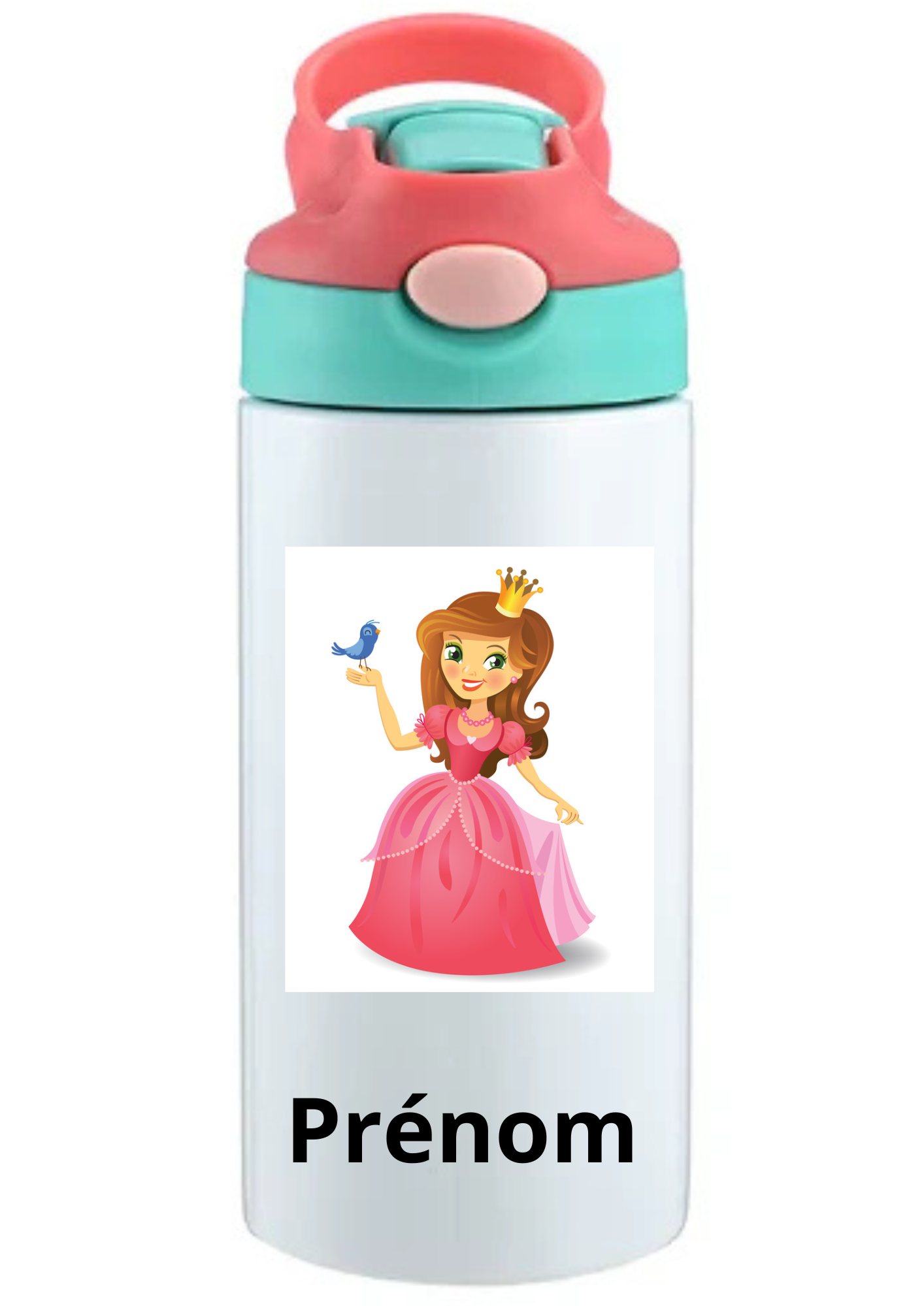 Gourde Enfant 350ml Personnalisable – Avec Paille Intégrée bouchon rose