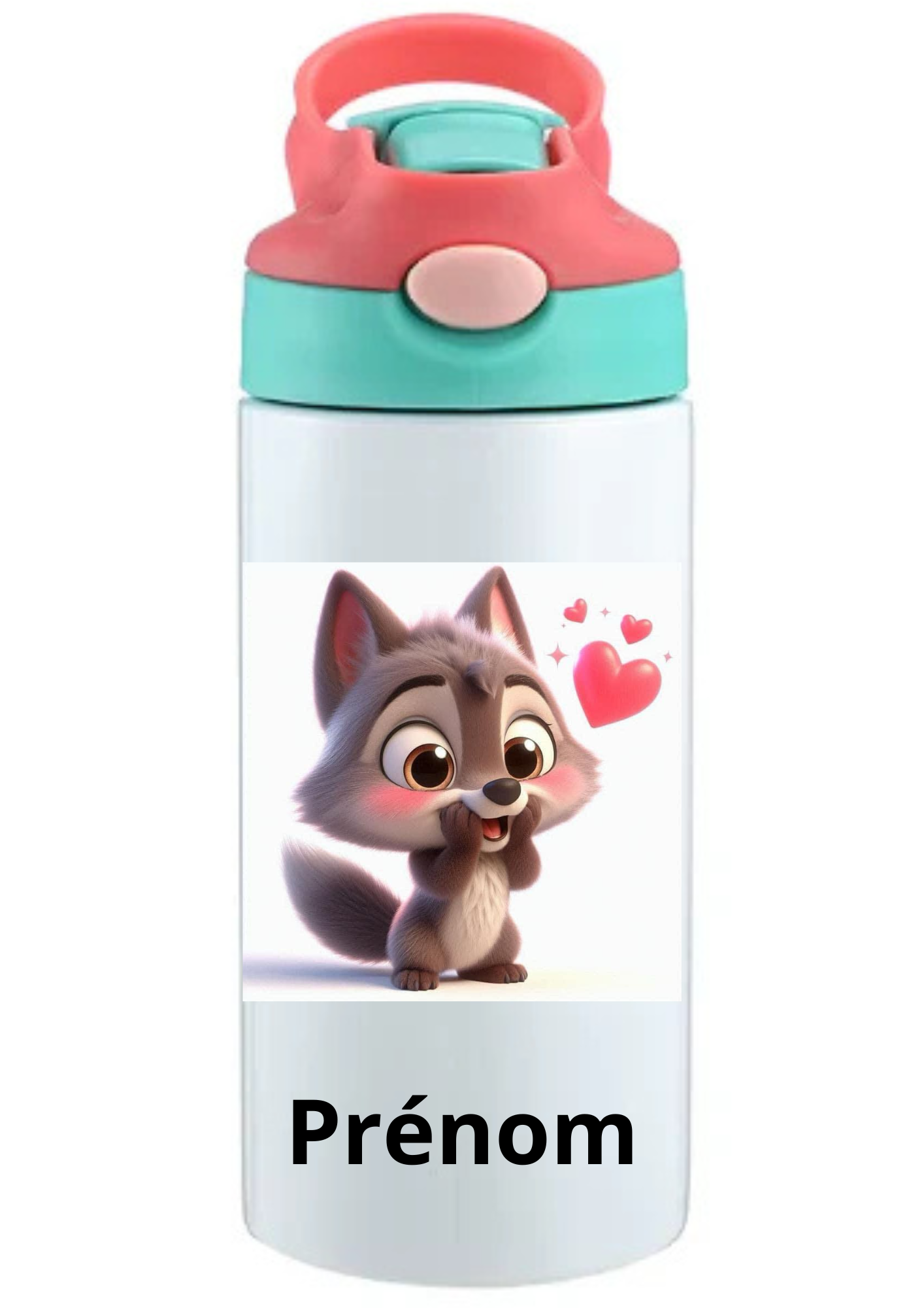 Gourde Enfant 350ml Personnalisable – Avec Paille Intégrée bouchon rose