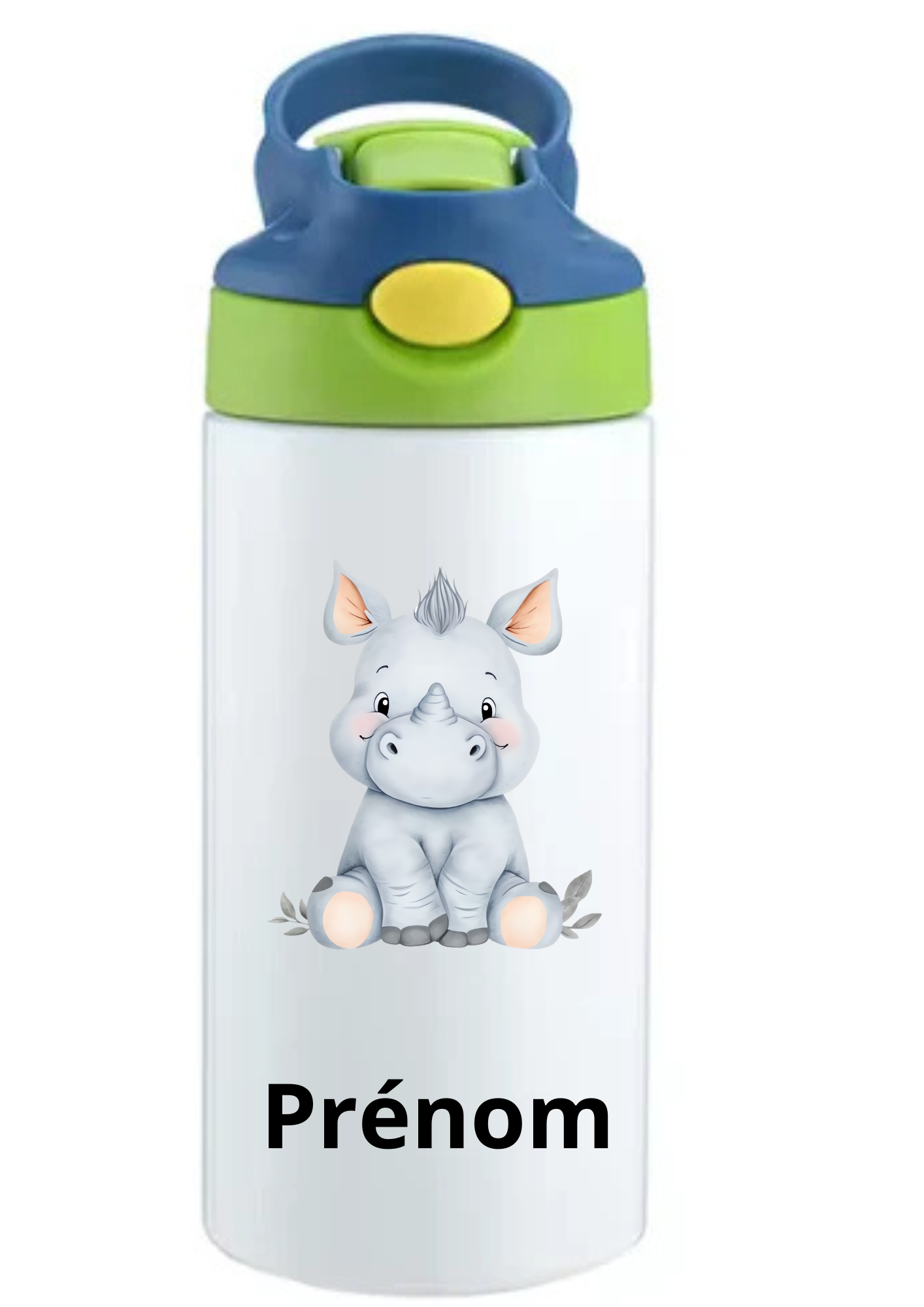 Gourde Enfant 350ml Personnalisable – Avec Paille Intégrée bouchon bleu
