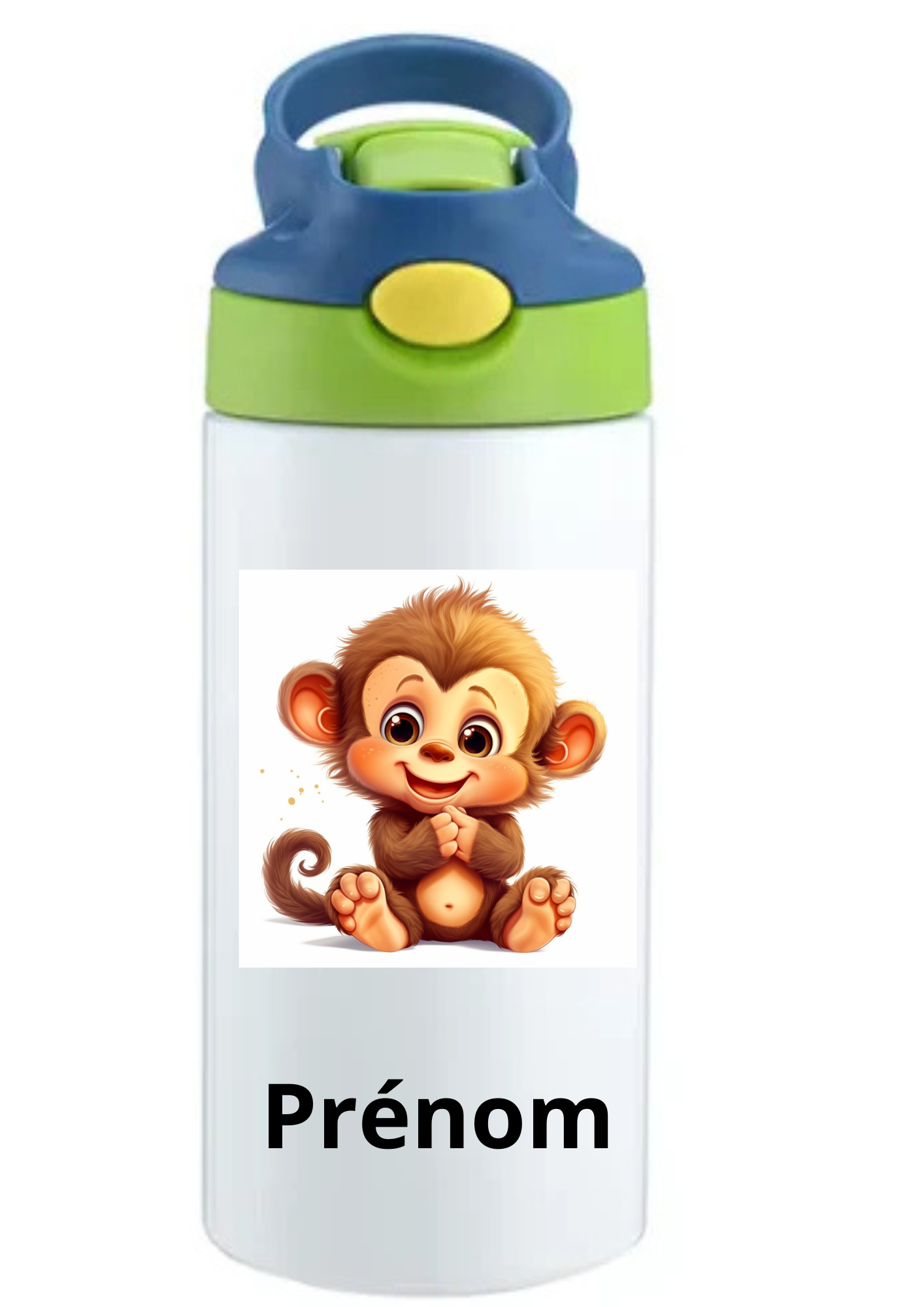 Gourde Enfant 350ml Personnalisable – Avec Paille Intégrée bouchon bleu