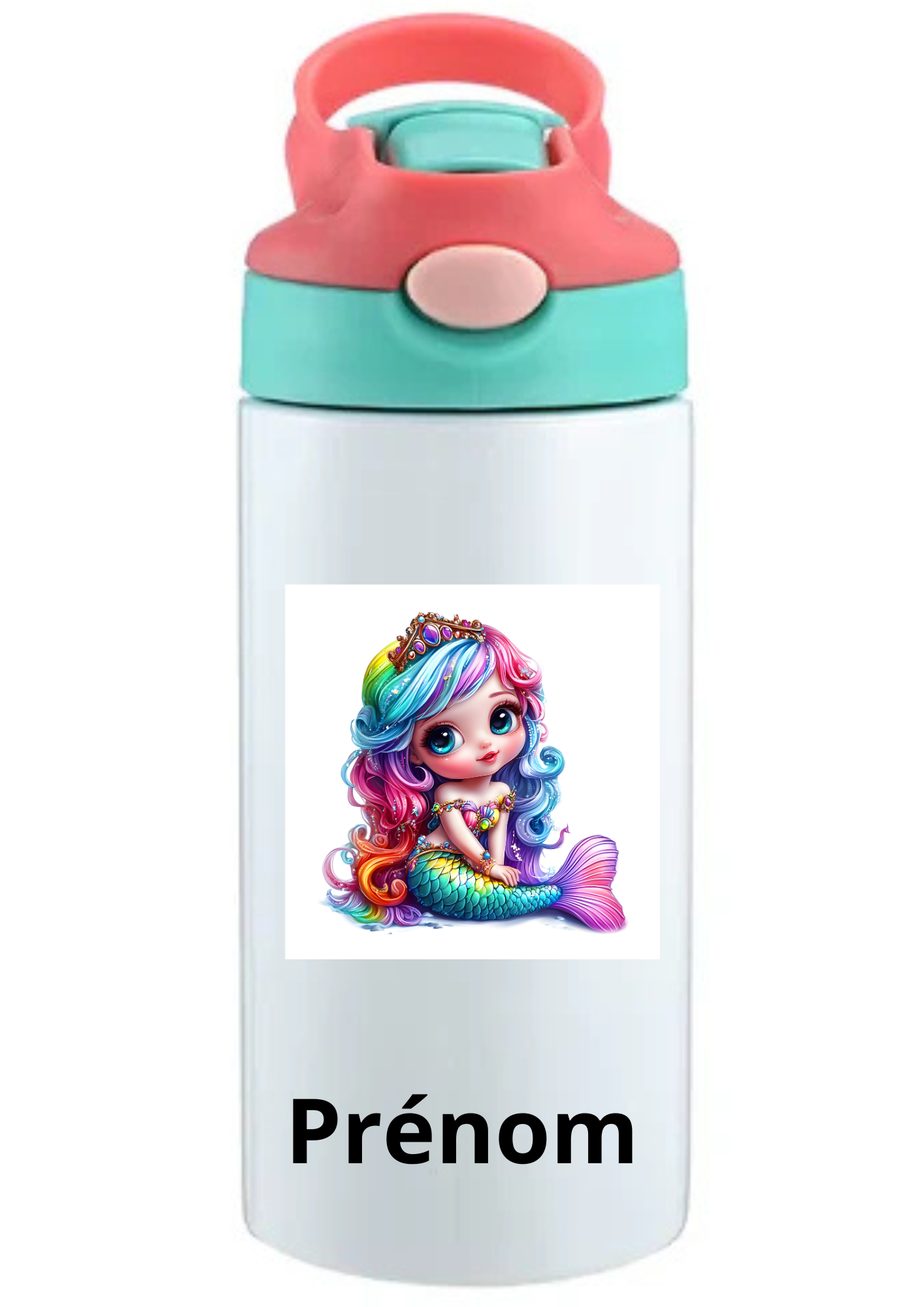 Gourde Enfant 350ml Personnalisable – Avec Paille Intégrée bouchon rose