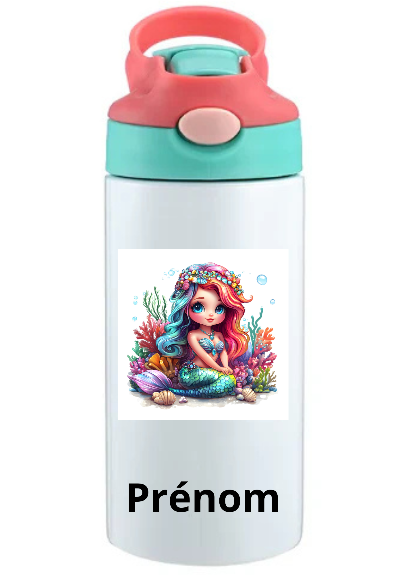 Gourde Enfant 350ml Personnalisable – Avec Paille Intégrée bouchon rose