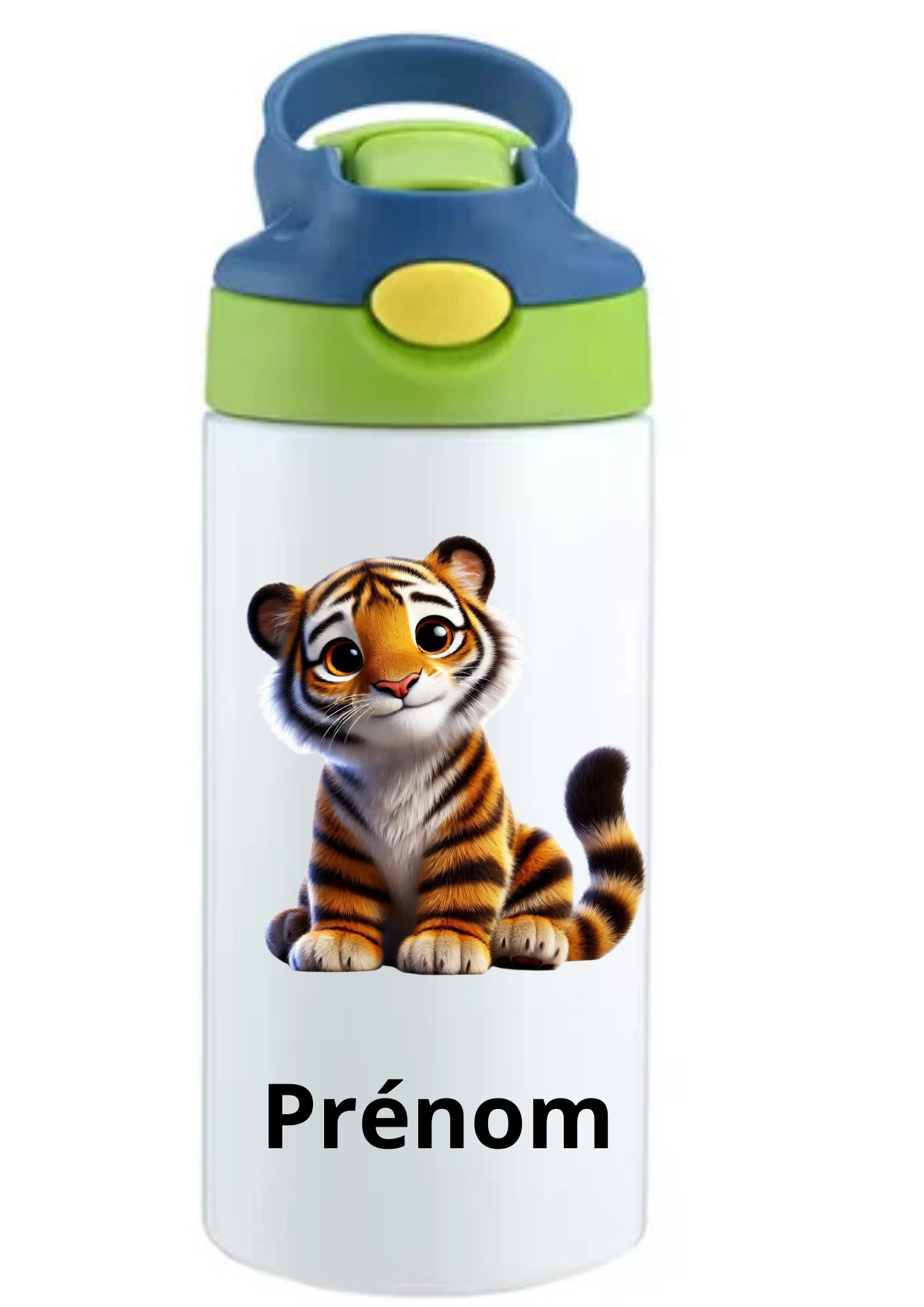 Gourde Enfant 350ml Personnalisable – Avec Paille Intégrée bouchon bleu