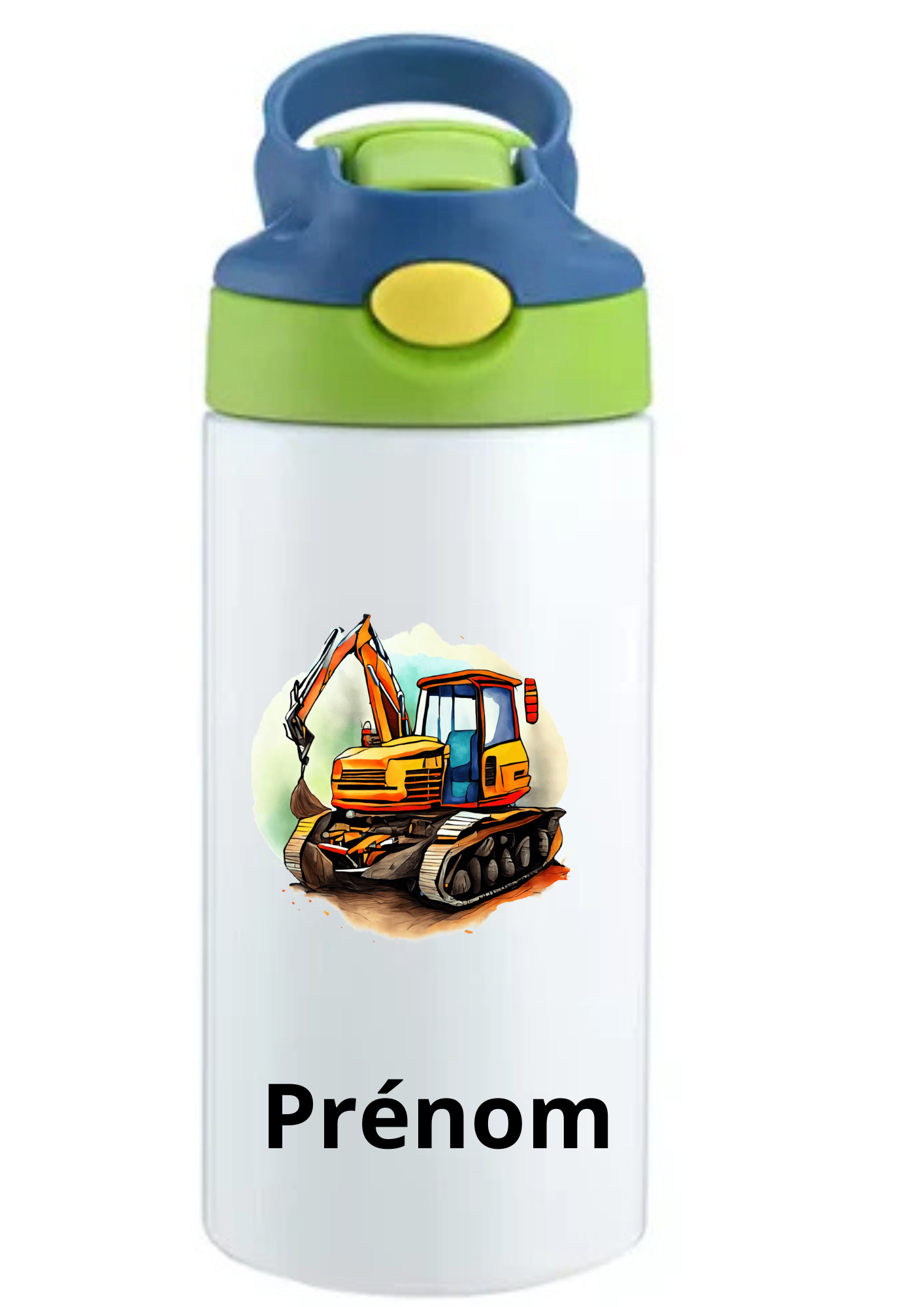 Gourde Enfant 350ml Personnalisable – Avec Paille Intégrée bouchon bleu