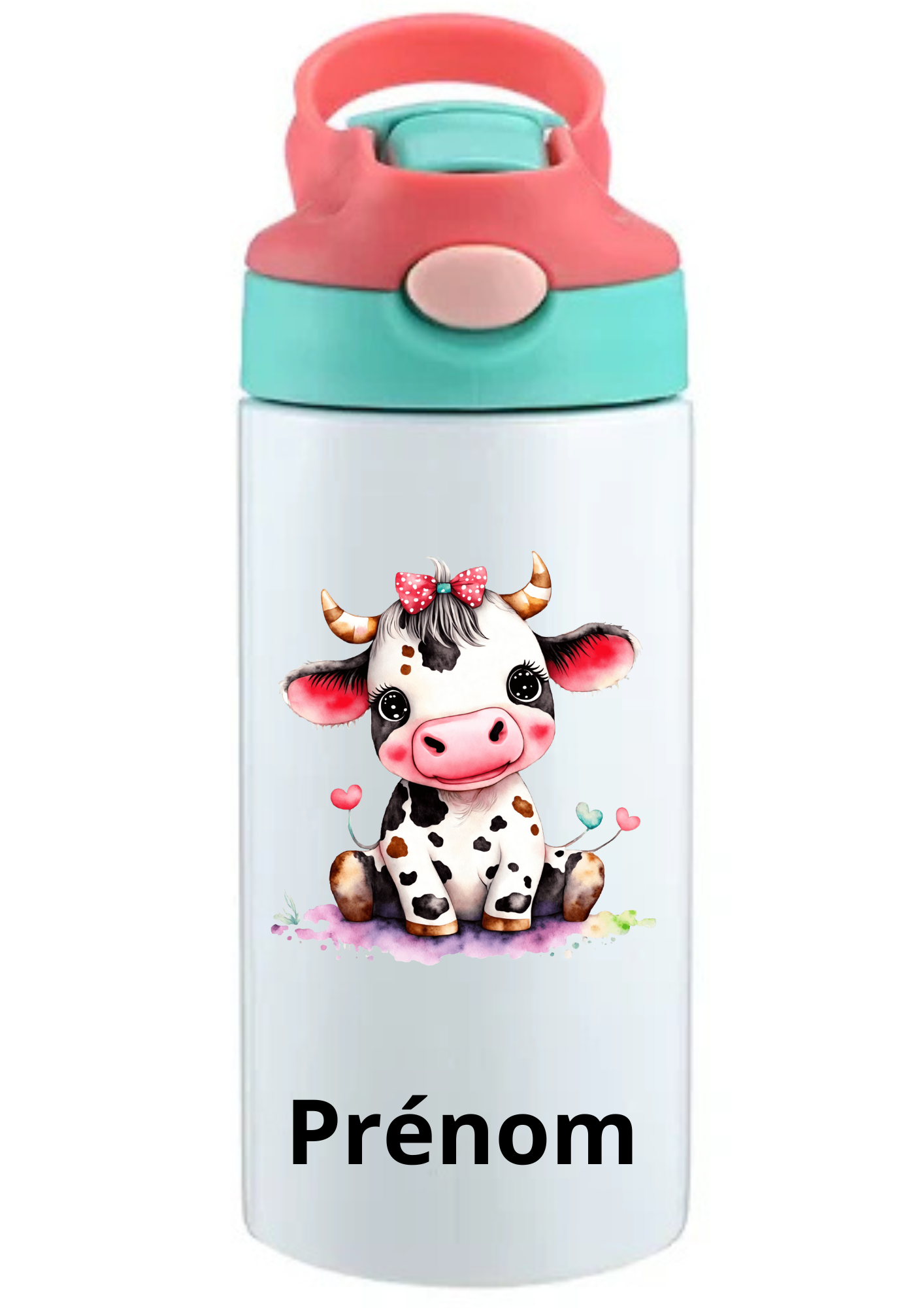 Gourde Enfant 350ml Personnalisable – Avec Paille Intégrée bouchon rose