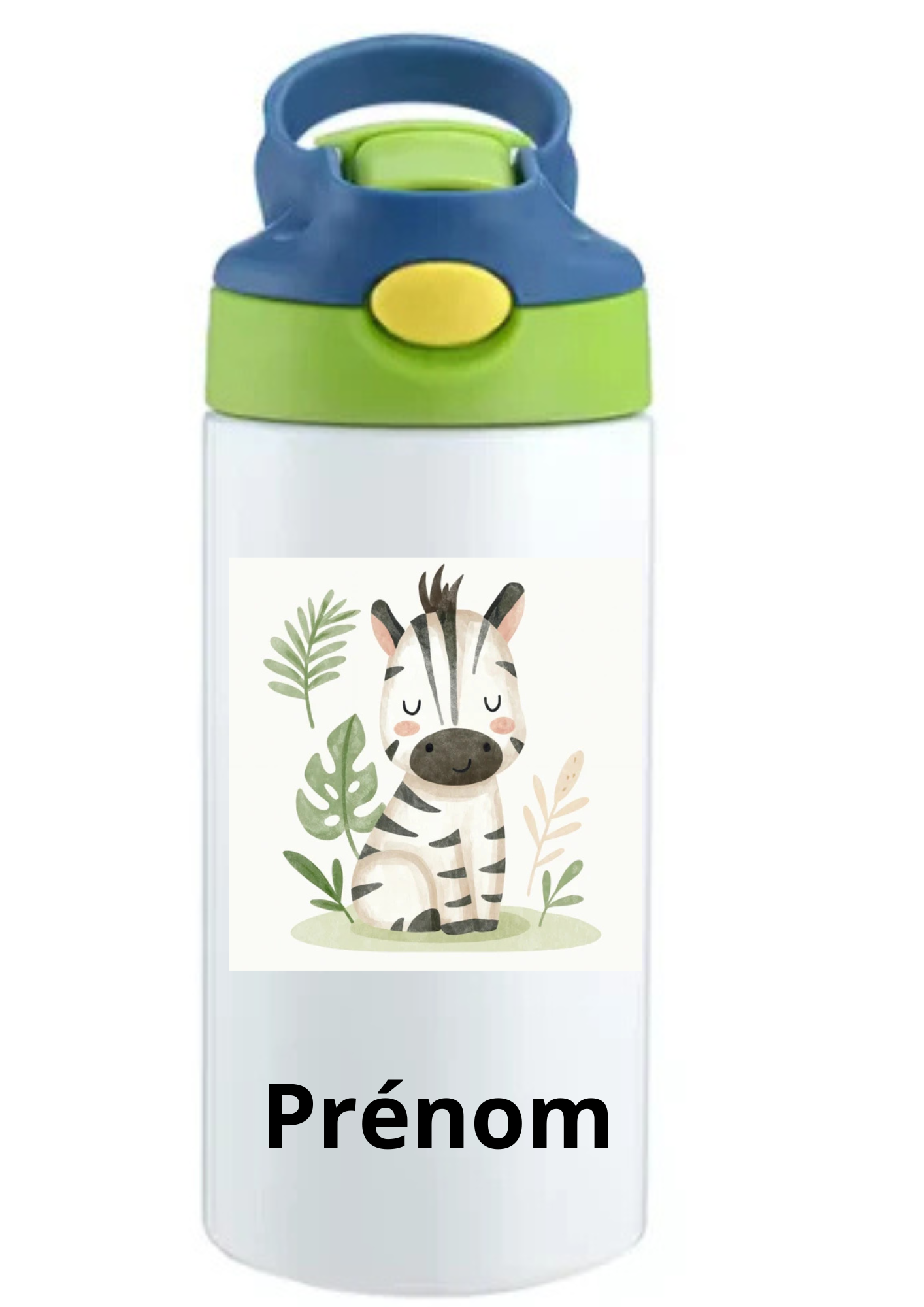 Gourde Enfant 350ml Personnalisable – Avec Paille Intégrée bouchon bleu