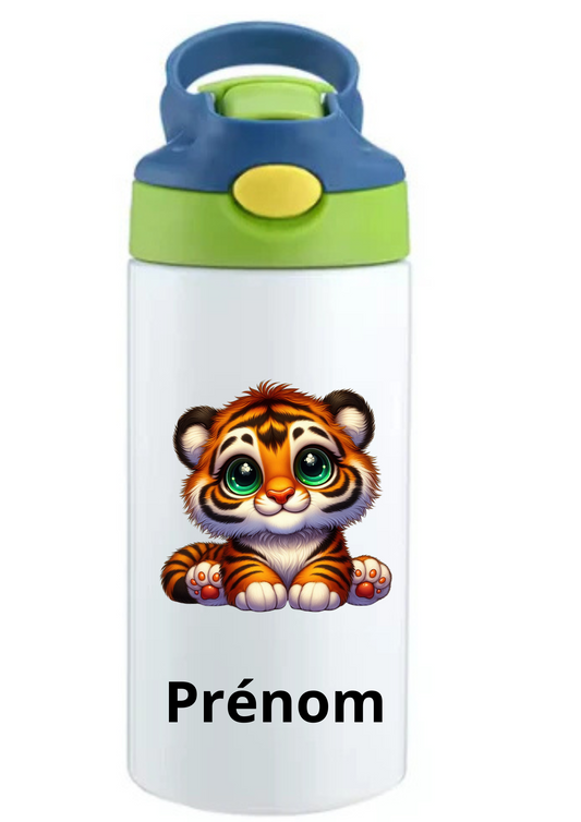 Gourde Enfant 350ml Personnalisable – Avec Paille Intégrée bouchon bleu