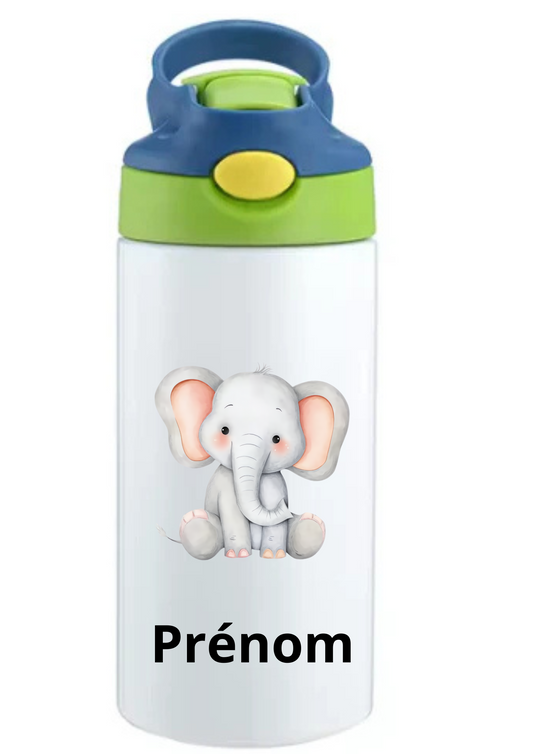 Gourde Enfant 350ml Personnalisable – Avec Paille Intégrée bouchon bleu