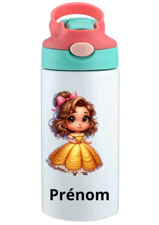 Gourde Enfant 350ml Personnalisable – Avec Paille Intégrée bouchon rose
