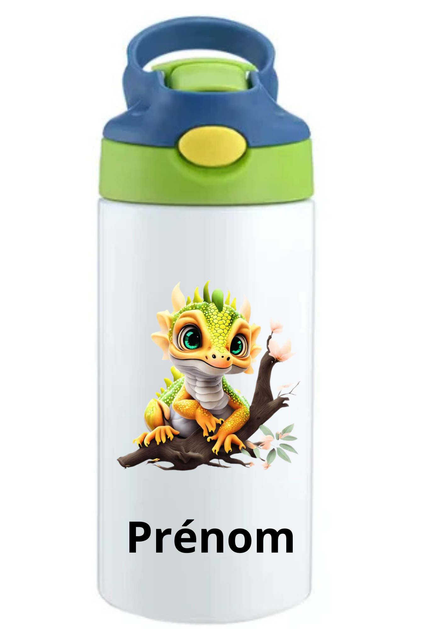 Gourde Enfant 350ml Personnalisable – Avec Paille Intégrée bouchon bleu