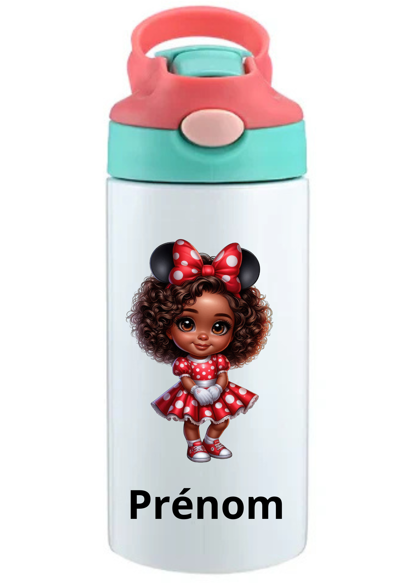 Gourde Enfant 350ml Personnalisable – Avec Paille Intégrée bouchon rose